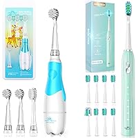DADA-TECH Baby Electric Toothbrush Blue Ages 0-3 Years, Sonic Toothbrush Green for Adult and Kids