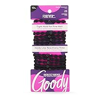 Goody Forever Ouchless Elastic Fine Hair Tie - 10 Count, Black - 4MM for Fine Hair - Hair Accessories for Women and Girls - Perfect for Long Lasting Braids, Ponytails and More
