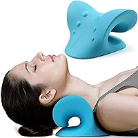 CQCY Neck and Shoulder Relaxer, Cervical Traction Device for TMJ Pain Relief and Cervical Spine Alignment, Chiropractic Pillow, Neck Stretcher Blue one size