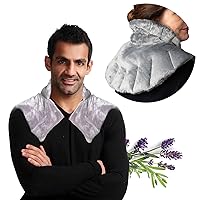 Hot Cold Neck and Shoulder Aromatherapy Heating Wrap 12 Herbs | Microwaveable and Coolable | Wheat Flax Seed for Weight Stress Heating Therapy | Pain Relief Heating Pad | Charcoal