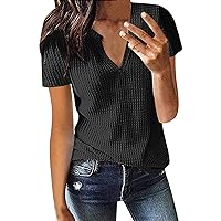 Spring Casual Tummy Control Tunic Tops for Women Short Sleeve Trendy Knit Tee Shirts Solid Sexy Going Out Summer 2024