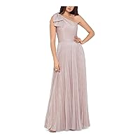 Xscape Womens Pink Bow Shoulder Sleeveless Full-Length Prom Fit + Flare Dress 2