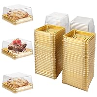 100 Pack Mini Bundt Cake Containers, 3 Inch Mini Cake Box Square with Gold Bottom, Mini Cupcake Boxes, Muffin Single Container for Cookies, Cheesecake, Mooncake, Dessert
