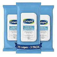Cetaphil Face and Body Wipes, Gentle Skin Cleansing Cloths, 25 Count (Pack of 3), for Dry, Sensitive Skin, Flip Top Closure, Great for the Gym, Travel, in the Car, Hypoallergenic, Fragrance Free