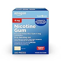 Uncoated Nicotine Polacrilex Gum 4 mg, Original Flavor, Stop Smoking Aid, 220 Count