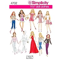 Simplicity 4702 Doll Going Out Clothing Sewing Pattern for Girls by Andrea Schewe, Size 11.5''