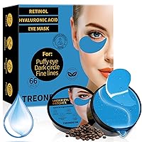 Under Eye Masks for Dark Circles and Puffiness 66PCS, Under Eye Patches for Puffy Eyes Treatment, Under Eye Gel Pads w/Collagen, Retinol, Hyaluronic Acid for Eye Bags Treatment, Gel Eye Mask Skincare