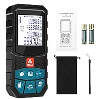 Laser Measure, Laser Measurement Tool, Digital Laser Distance Meter with Real-Time Angle, M/in/Ft Unit Switching Backlit LCD and Pythagorean Mode, Measure Distance, Area and Volume