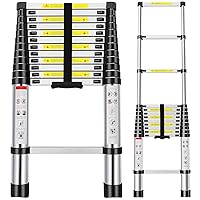 Telescoping Ladder 12.5FT, Aluminum Alloy Folding Ladder Portable Multi-Purpose for Indoor Outdoor Work, Heavy Duty 330 lbs