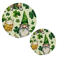 St. Patty Croix Gnome Round Cotton Trivets Stylish Absorbent Coaster Set Pot Holders Drink Coasters for Boho Home Bar Decor-2Pcs