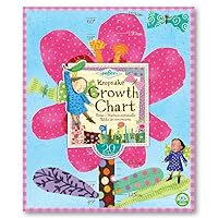 eeBoo: Hot Pink Flower Growth Chart, Measurements Come in Both Inches and Centimeters, 20 Different Stickers Included, Easily Hangs with Attached Gross Grain Ribbon