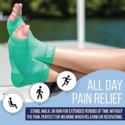 SB SOX Plantar Fasciitis Relief Socks (1 Pair) for Women & Men - Best Compression Sleeves for All Day Wear with Foot/Arch Pain Relief (Black, X-Large)