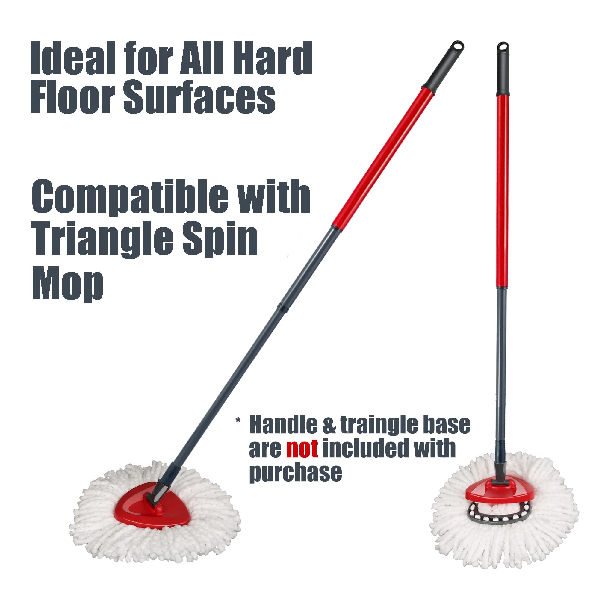 Mop Replace Head [ 3 Pack ] Mop Refills Compatible with O Cedar EasyWring Spin Mop - Microfiber, Deep Cleaning, Machine Washable and Easy-to-Replace