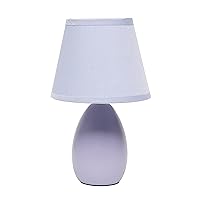 Simple Designs LT2009-PRP Mini Egg Oval Ceramic Table Desk Lamp, Purple
