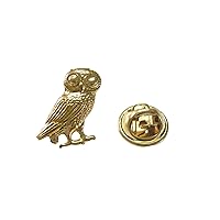 Gold Toned Owl of Athena Lapel Pin