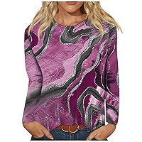 Women Fashion, Long Sleeve Shirts for Women Cute Print Graphic Tees Blouses Casual Plus Size Basic Tops Pullover