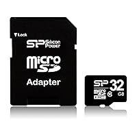 Silicon Power 32GB MicroSDHC Class 10 Memory Card with SD Adapter (SP032GBSTH010V10-SP)