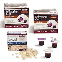 Pre-filled Communion Fellowship Cup, Juice Only, 200 Count and Gluten Free Bread, 200 Count Value Bundle