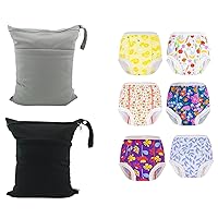 ALVABABY 2pcs Cloth Diaper Wet Dry Bags Waterproof Reusable with Two Zippered Pockets and 6 Pack Potty Training Pants