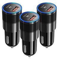 USB C Car Charger, OKRAY 3-Pack 36W 2-Port Fast Charging USB-C iPhone 15 Fast Car Charger Type C Cigarette Lighter Adapter Compatible for iPhone 15/14/13/12, iPad Pro, Samsung Galaxy S24 S23 Note20