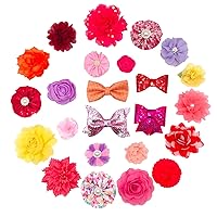 20pcs Small Dogs Collar Charms with Rhinestone Puppy Collar Bow Ties for Small and Medium Doggy Cat Rabbit Pet Collar Bows Flowers Sliding Grooming Accessories Attachment