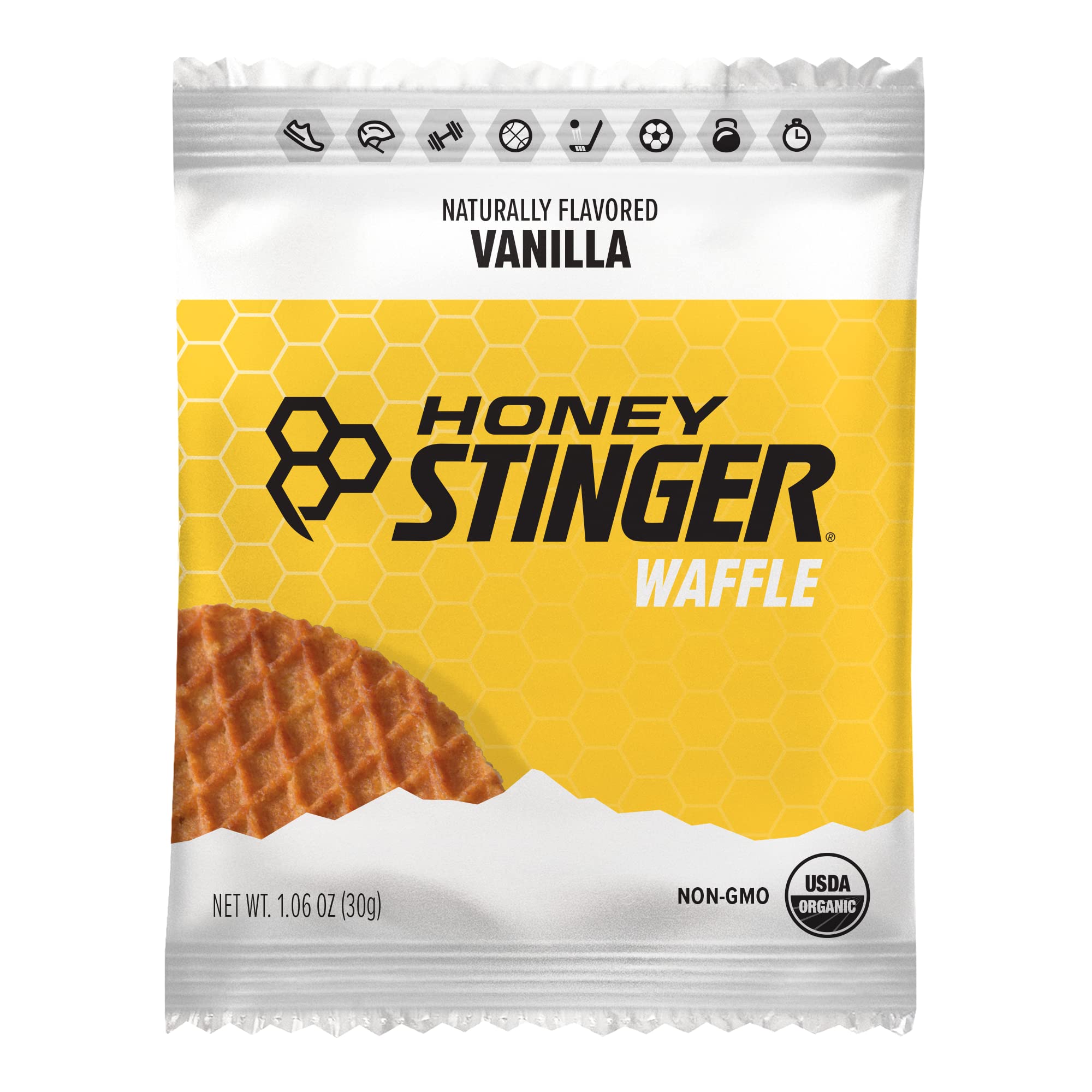Honey Stinger Organic Vanilla Waffle | Energy Stroopwafel for Exercise, Endurance and Performance | Sports Nutrition for Home & Gym, Pre and Post Workout | Box of 6 Waffles, 6.36 Ounce