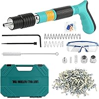Manual Steel Nail Gun Tool with 110pcs Nails, 5 Speed Adjustable Manual Steel Nail Gun, Wall Fastening Power Tool, Portable Nail Shooting Machine for Ceiling/Wire Hider/Install Nail Shooting (Green)