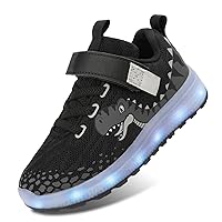 Toddler Shoes Light Up Shoes Led Shoes Non Slip Comfortable with Hook and Loop Dinosaur Shoes Black Toddler Size 8