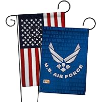 Breeze Decor US Air Garden Flag Pack Armed Forces USAF United State American Military Veteran Retire Official USA Applique House Decoration Banner Small Yard Gift Double-Sided, 13