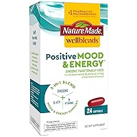 Wellblends Positive Mood & Energy, 5HTP, Thiamin, Niacin, Vitamin B6, Vitamin B12, and Pantothenic Acid, plus Ginseng, 24 Softgels