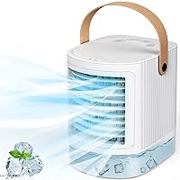 FANCOLE Mini Air Conditioner, Personal Air Cooler w/ 7-Color Night Light, 3-Level Humidify, 3 Speeds,USB Powered Evaporative Air Cooler, Small Desktop Air Conditioner Portable for Room Bedroom Office