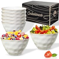 Premium Design 26oz x 6 Ceramic Cereal Bowl Set - Microwavable, Dishwasher Safe, Unbreakable, White Color Cereal Bowl. Perfect for Stylishly Serving Your Favorite Bowls for Kitchen