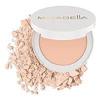 Mirabella Invincible For All Pure Press Powder Foundation Makeup, HD Finish Buildable Mineral Foundation for Sensitive Skin and All Skin Types with Hyaluronic Acid and Matrixyl 3000, Light L8