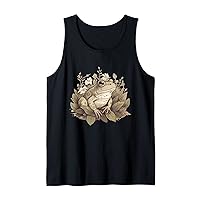Vintage Cottagecore Aesthetic Frog Sitting On Leaf Graphic Tank Top
