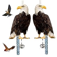 Naisicore Garden Bird Scarers, 2pcs 27cm/10.6inch Double-Sides Acrylic Eagle Bird Scarer with Bird Deterrent Tape & Bell, Outdoors Reflective Scarer Away Bird Deterrent Device (Eagle)