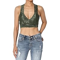 TheMogan S~3XL Racerback Floral Lace Lined Bralette Layering Bra Crop Tank Top