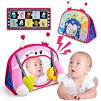 Tummy Time Mirror Baby Mirror Toys Infant Toys Newborn Toys 0-6 6-12 Months Brain Development with Teether Tummy Time Toys Montessori Sensory Toys for Boys and Girls