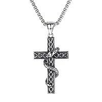 Vintage Cross Titanium Steel Jesus Prayer snke Version Fashion Cross Necklace Male Titanium Steel Jewelry Pendant TX1818