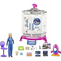 Barbie Space Discovery Space Station Playset with Space Explorer Doll, Puppy, Workstation, Satellite Space Scenes & 20 Space Station Items:Chair, Test Tubes, Microscope, Puppy Bed, 3-7Years Old