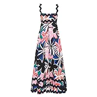 Womens Summer Dresses Casual with Sleeves,Women Casual Sleeveless Dress Summer Loose Sexy A Line Prints Dress B