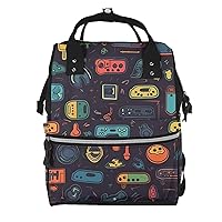 Game Video Gaming Pattern Print Diaper Bag Multifunction Laptop Backpack Travel Daypacks Large Nappy Bag
