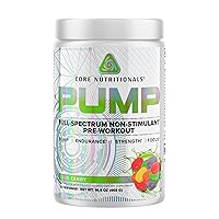 Core Nutritionals Pump Full-Spectrum Non-Stimulant Pre-Workout, with N03T Nitrate, Peak02, Alpha GPC, for Maximum Pump, Strength, and Performance 20 Servings (Sour Candy)