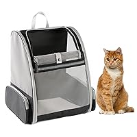 Travel Fat Cat Backpack Carrier, Full Ventilation Pet Carrier Backpack for Cats and Puppy, Airline Approved Cat Carrying Backpack for Travel and Hiking(Black)