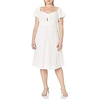 City Chic Women's Embroidery Detailed Midi Dress with Frill Cap Sleeves