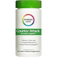 Rainbow Light Counter Attack Immune Support, Dietary Supplement Provides Immune Support, With Vitamin C, Zinc and 3 Targeted Herbal Blends, Vegan and Gluten Free, 90 Count