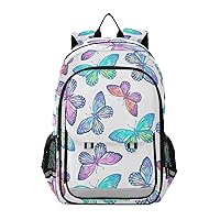 ALAZA Rainbow Butterfly Laptop Backpack Purse for Women Men Travel Bag Casual Daypack with Compartment & Multiple Pockets