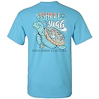 Southern Couture Shell Yeah Turtle Sky Blue Cotton Fashion T-Shirt