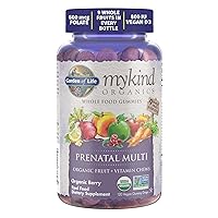 Prenatal Gummies Multivitamin with Vitamin D3, B6, B12, C & Folate for Healthy Fetal Development – Garden of Life mykind Organics – Organic, Non-GMO, Gluten-Free, Vegan, Berry Flavor, 30 Day Supply
