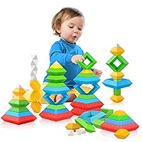 Montessori Toys for 1 2 3 4 5 Year Old Boys Girls Toddlers Preschool Learning Activities 30Pcs Building Blocks Stacking Educational Toys STEM Sensory Toys Gifts for Kids Age 1-2 2-4
