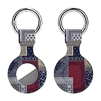 Navy Patchwork Plaid Anti-Scratch Protective Case Cover Compatible with AirTag with Keychain 1PCS